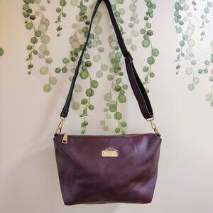 BCBG Paris Eggplant Purple Faux Leather Shoulder Bag Gold Tone NWOT